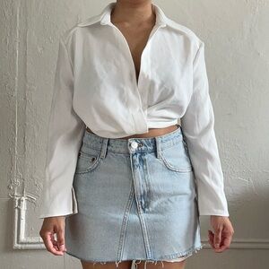 Zara Cropped Low Cut White Blouse - XS
